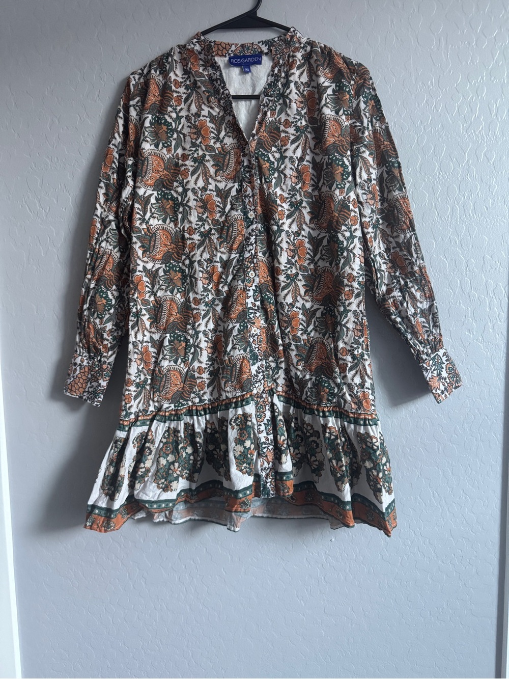 Ro's Garden Romy Oasis Cotton Block Print Mini Dress XS